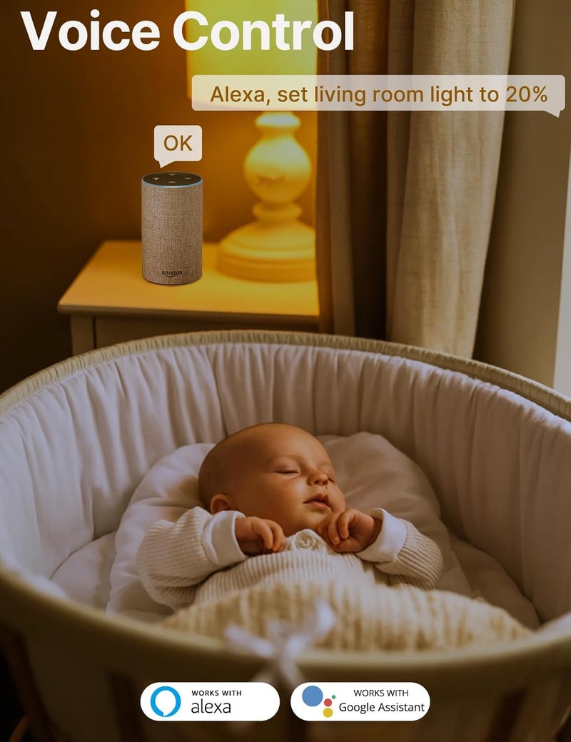 MOES 3 Way Smart Star Ring Dimmer Switch, 2.4GHz WiFi Dimmable Light Switch,Neutral Wire Required, Smart Life APP Remote Control, Works with Alexa & Google Assistant, Timer & Schedule White 2 Gang - Image 4